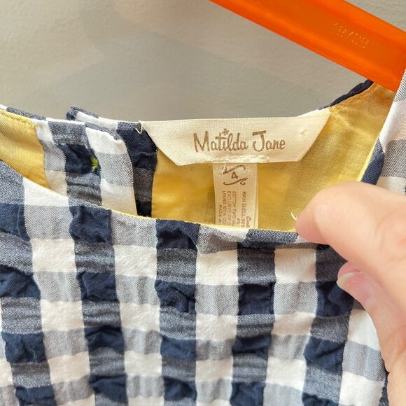 Matilda Jane Enchanted Garden Gingham and Giggles Textured Dress- sz‎ 4 - Picture 4 of 5